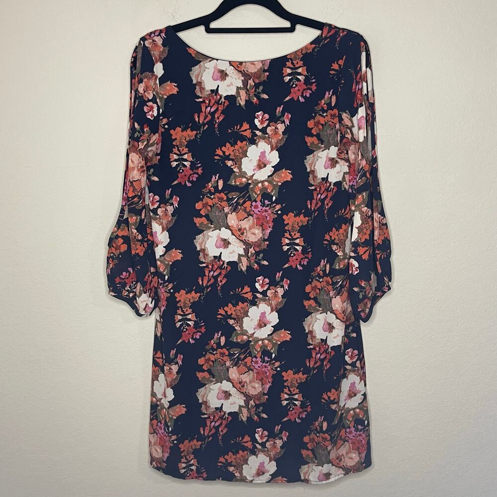 Lulu’s Shifting Dears Navy Blue & Pink Floral V-Neck Dress - Size XS - Picture 5 of 8